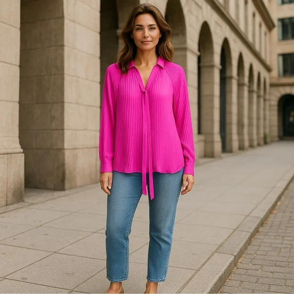 Endless Rose Pleated Chiffon Blouse - Picture 6 of 15